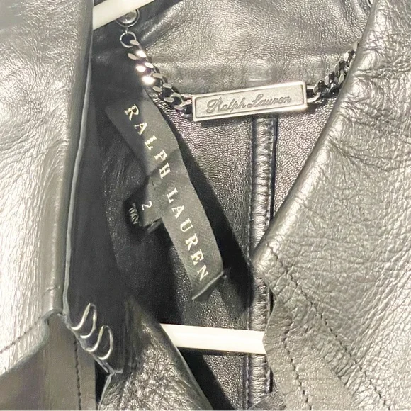 Ralph Lauren‎ Size 2 Black Label Soft Lamb Leather Belted Short Trench Coat - Picture 4 of 8